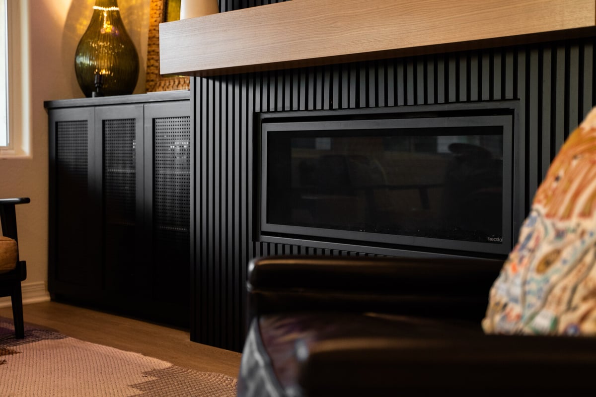Luxury black and gold veined stone countertop in Phoenix remodel by Trinity Homes