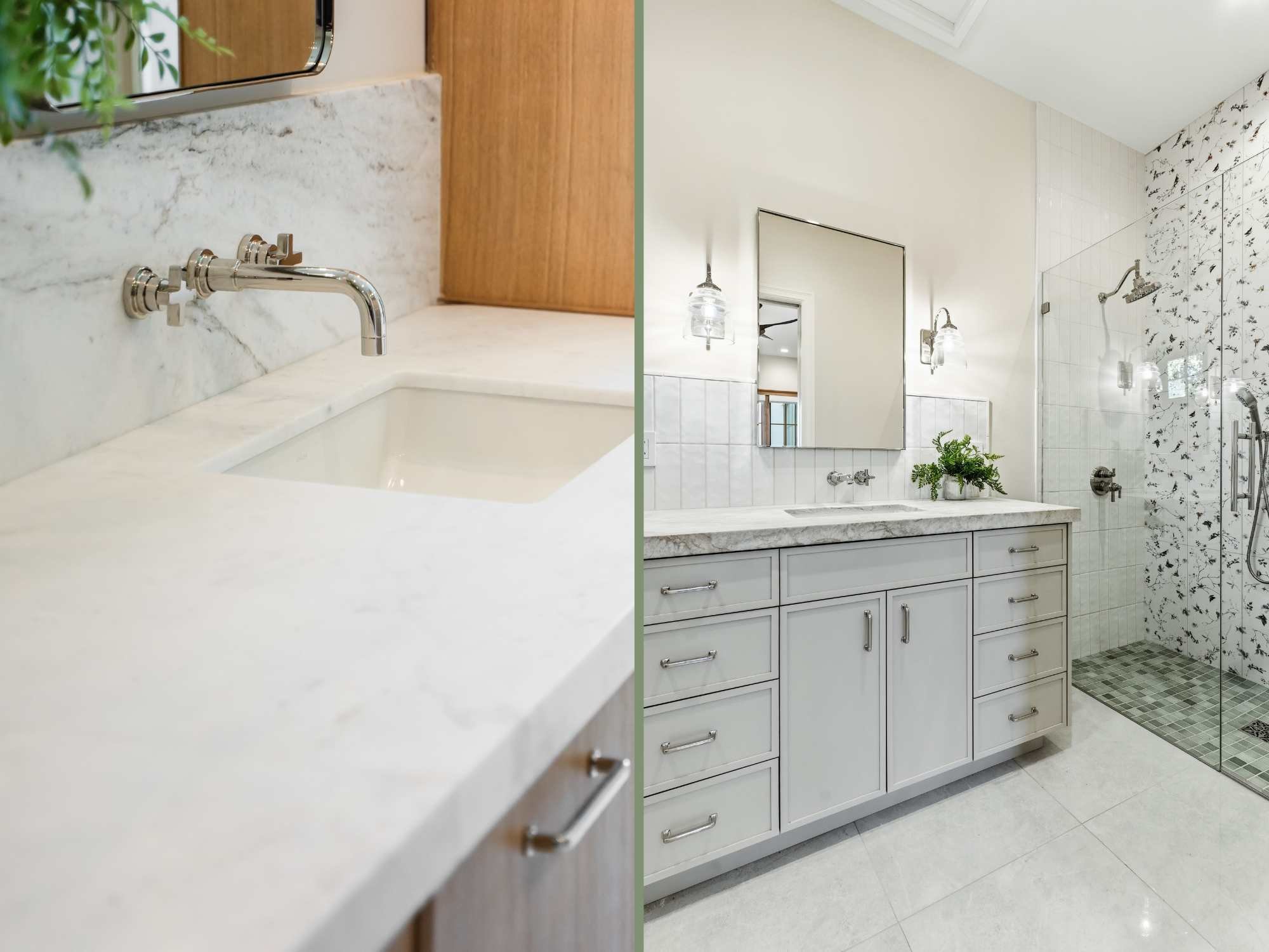 Bathroom features - a sink, walk-in shower, and vanity by Trinity Homes AZ