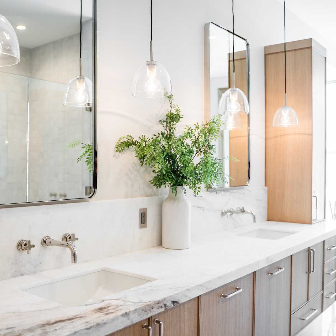 Bathroom with a double vanity in a paradise valley custom home by Trinity Homes AZ