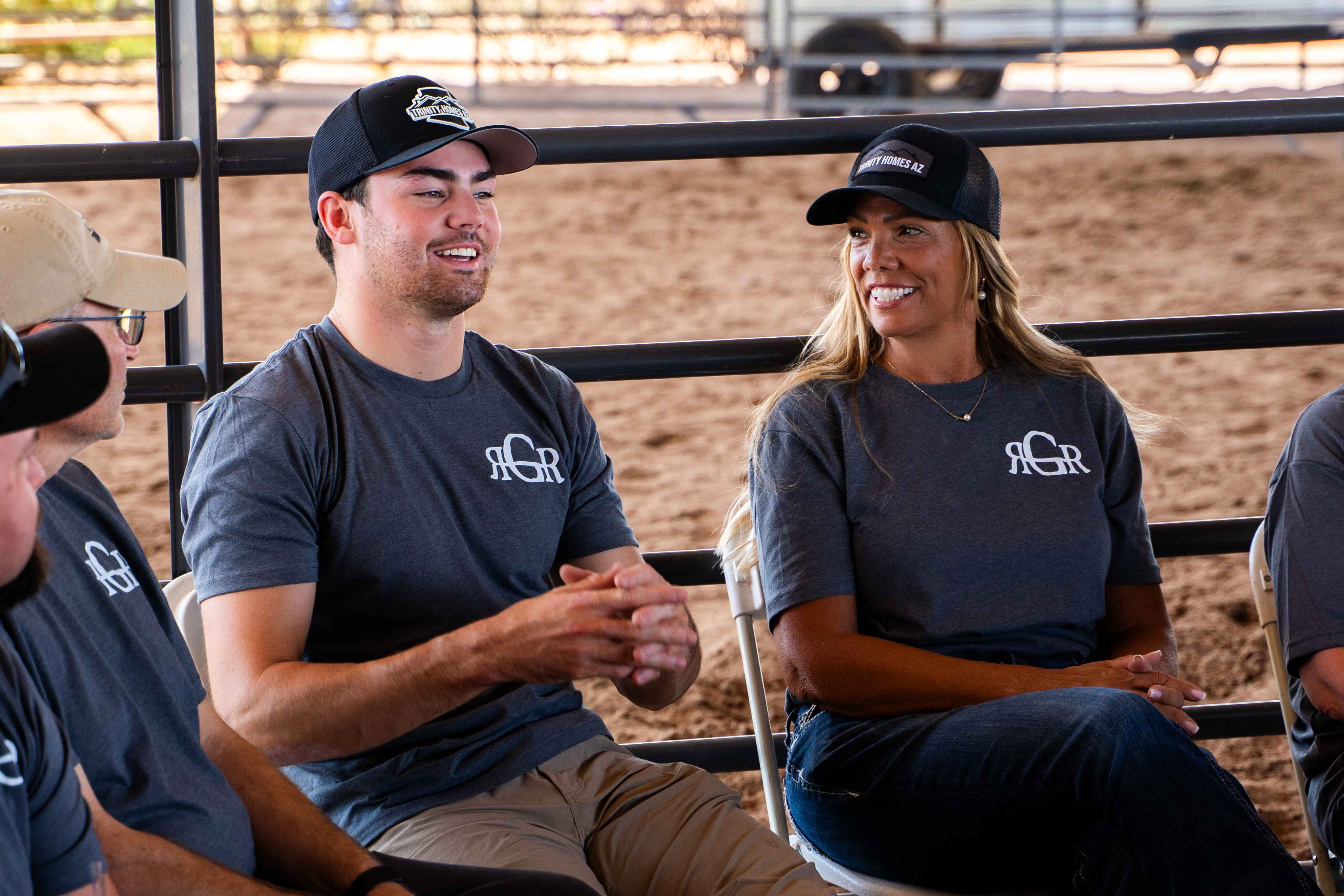 Trinity team members talk to each other during a team bonding event